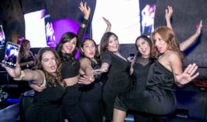 sexy group of six ladies at the hollywood men show